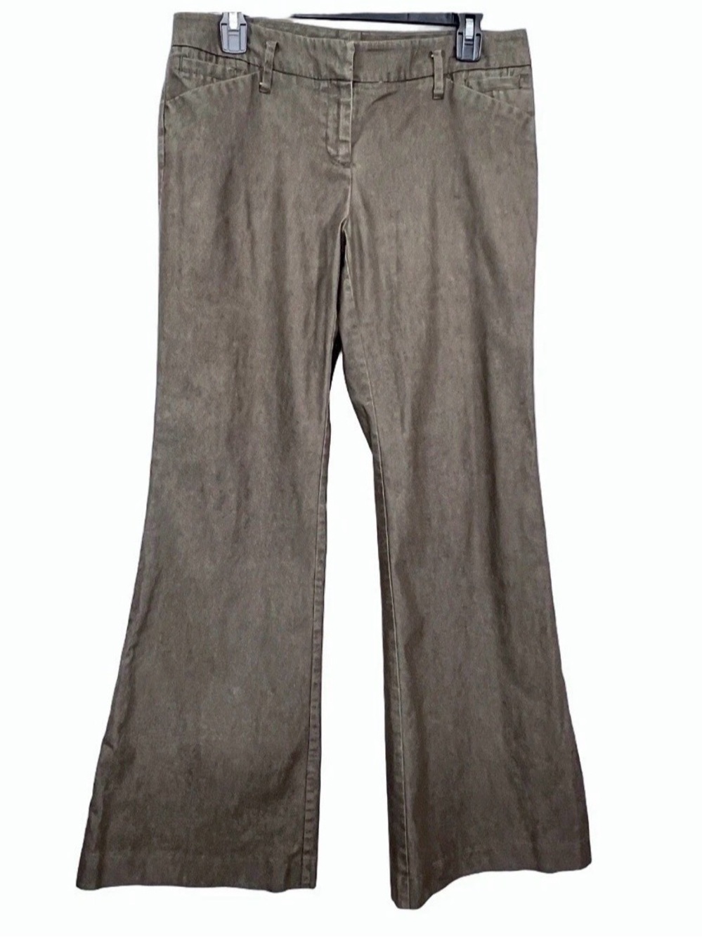 New York & Company Stretch Size 6 Brown Chambray Wide Leg Dress Pants Flat Front